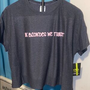 NWT!! IN BLONDES WE TRUST- PUFF VINYL CROP- BUTTERCORE TEE